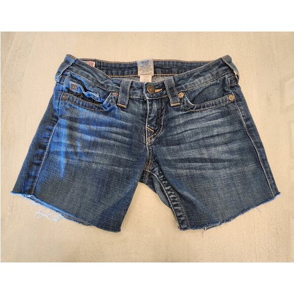 True Religion Women's Denim Cut Off Jean Shorts SZ 28 Y2K - Picture 2 of 7